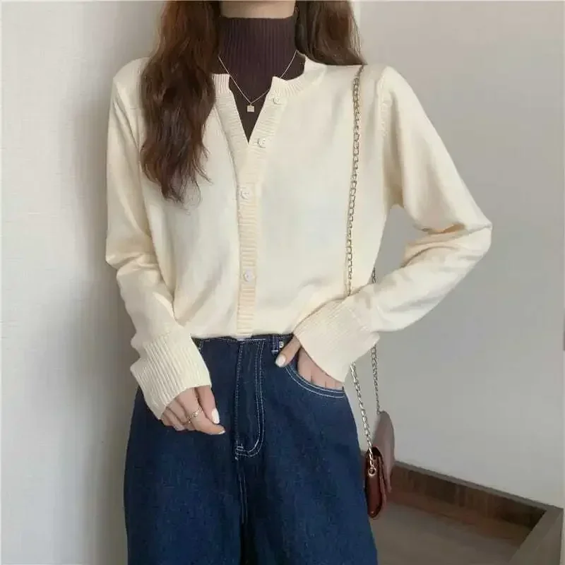 

Women's Sweater Turtleneck Knit Tops for Woman Black Pullovers Gigh Neck Jerseys Winter Button Warm Y2k Vintage Fashion 2023 90s