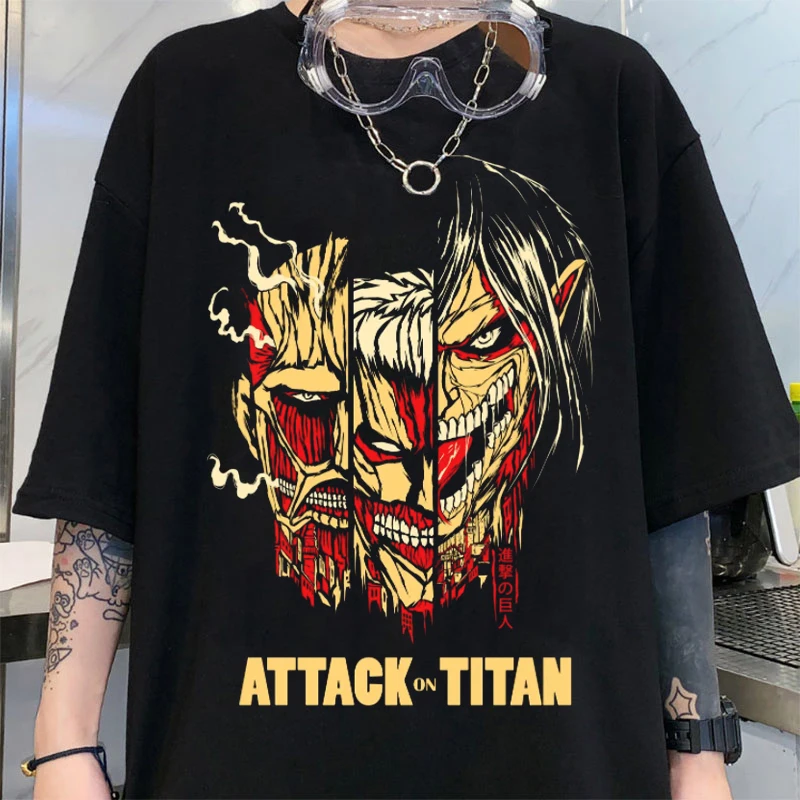 Attack on Titan Anime Goth Plus Size Men Women Clothing Graphic T Shirts Gothic Clothes Short Sleeve T Shirt Womens Tops Anime