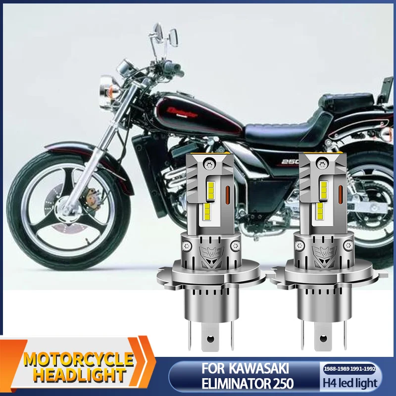 Фото 1/2 шт. CANbus LED-лампа для мотоцикла 20000 лм H4 9003 HB2 для Kawasaki Eliminator 250 EL250 1988-1989 1991-1992, фара головного света №3