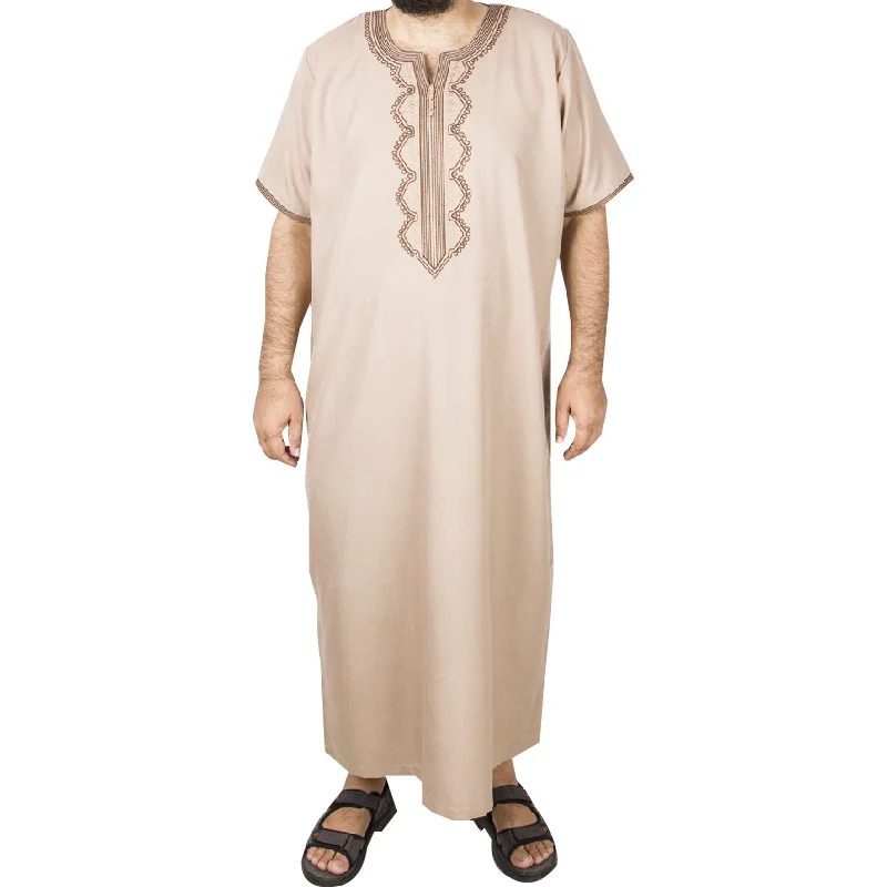Muslim Fashion Men Robe Pakistan Arabic Abaya Jubba  Thobe Ropa Islamica Hombre Kaftan Islamic Clothing Bonnet Homme Musulman