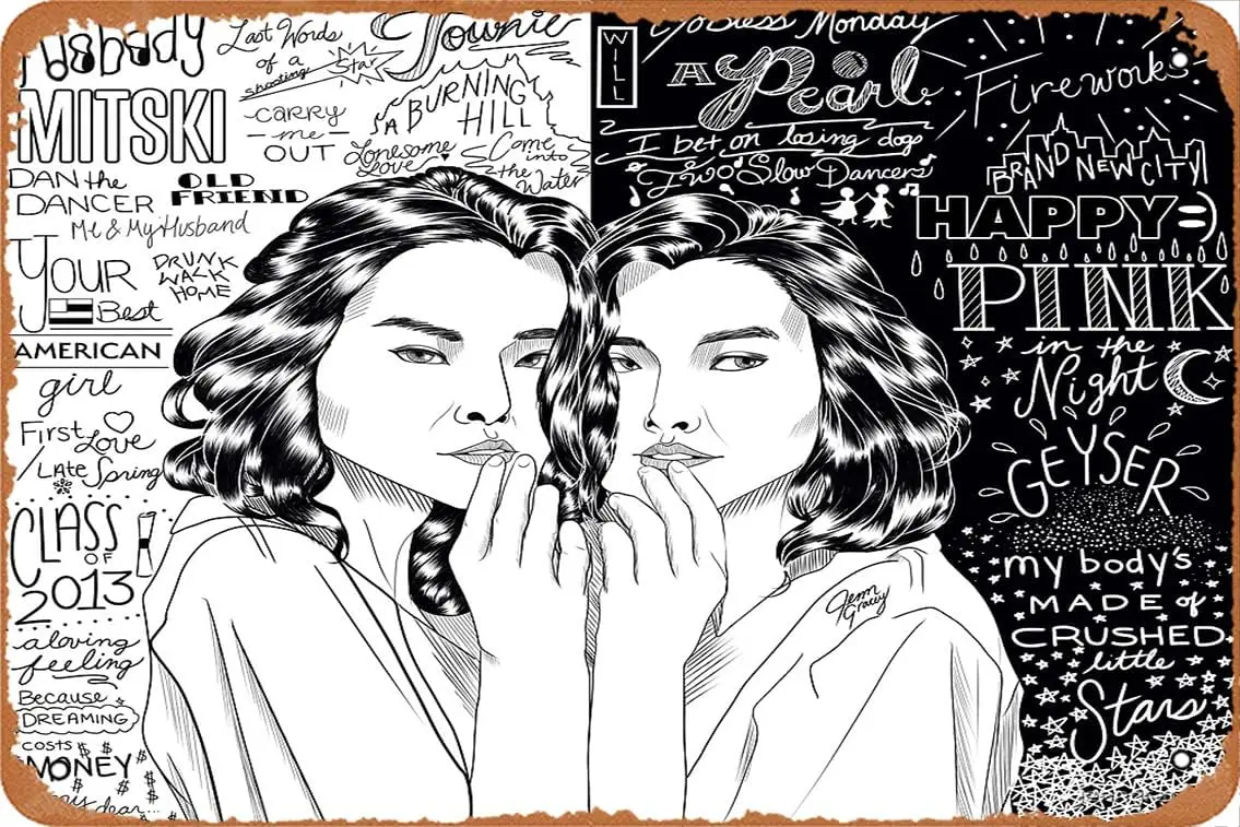 Mitski художественный принт ретро металлическая жестяная винтажная вывеска 12 х 8
