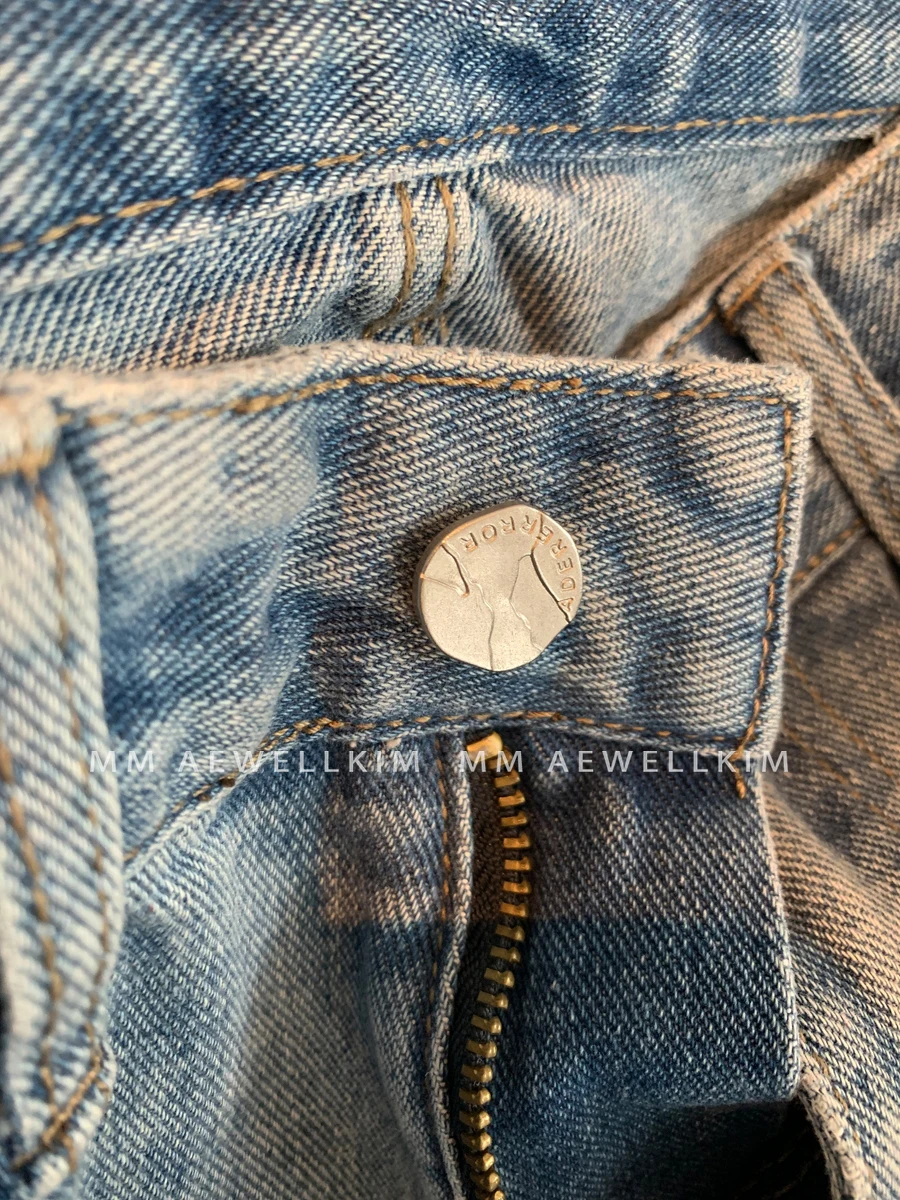 ADER ERROR Vintage Washed Old Jeans Men's and Women's Spring Fashion Brand Pants with Broken Holes Loose Slim Straight Leg Pants