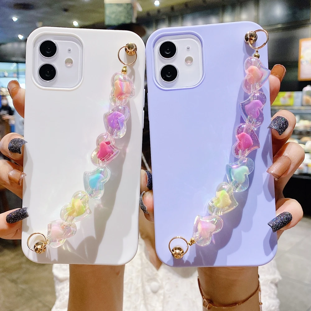 Capa POCO X3 Pro Case for Funda Xiaomi POCO X3 Nfc M3 C3 F3 X2 F2 Pro Case 3D Heart-shaped Bracelet Wristband Phone Cover Women