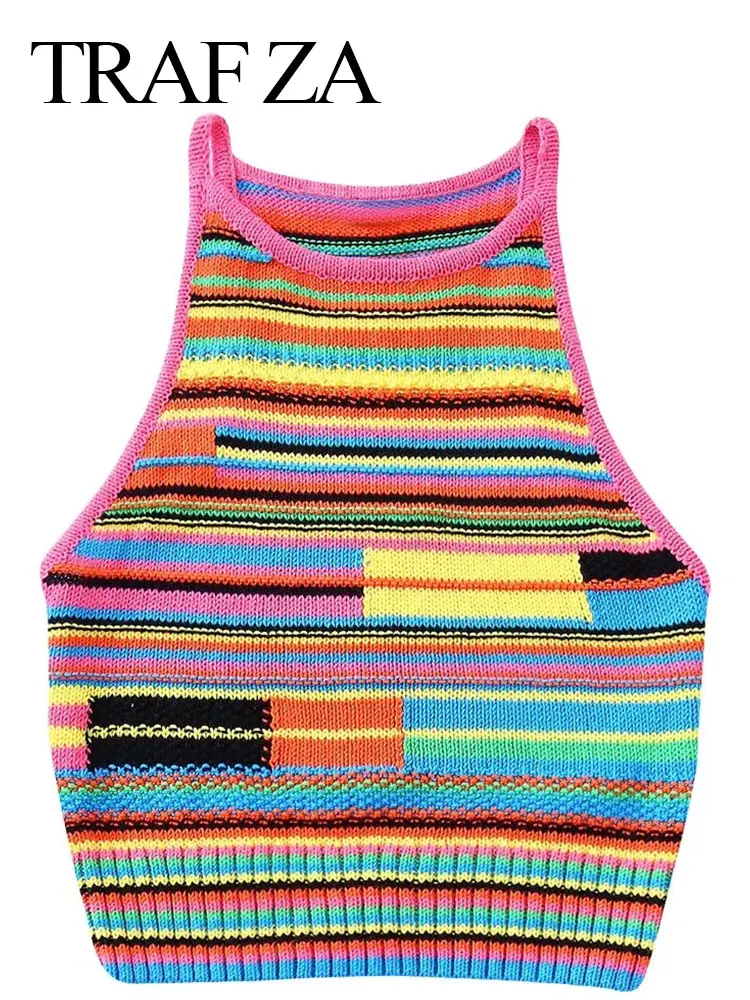 

Женский жилет в полоску, с круглым вырезом, в стиле ретро