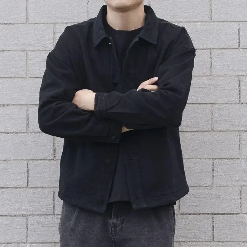 Мужская джинсовая куртка осень/зима сезона в гонконгском стиле свободного кроя
