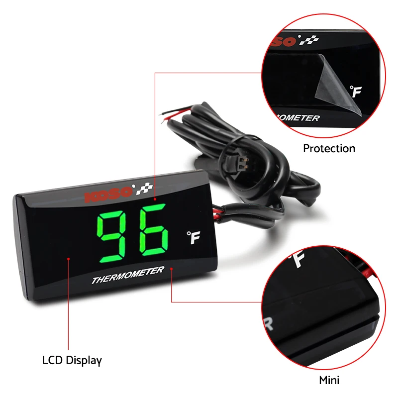 Motorcycle Thermometer Water Temperature Gauge Digital Display Sensor Fahrenheit Adapter Scooter And Racing enlarge