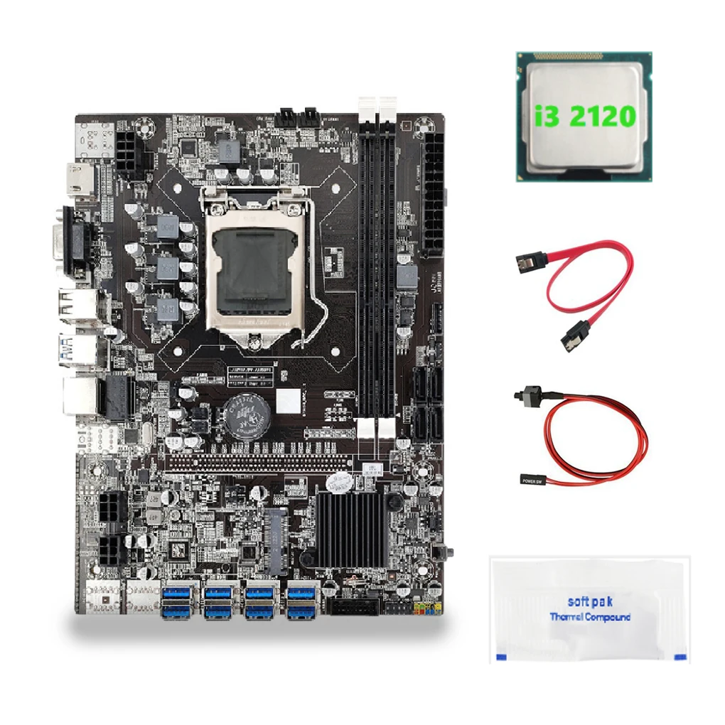 

B75 Main boards with i3 2120 CPU Mining Mainboard with Switching Line Desktop PC Accessory Computer Networking Components