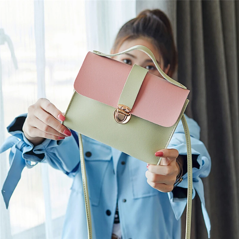 

Fashion Women's Lock Single Shoulder Small Square Bag Mobile Phone Bag messenger bag 2019 New Handbag