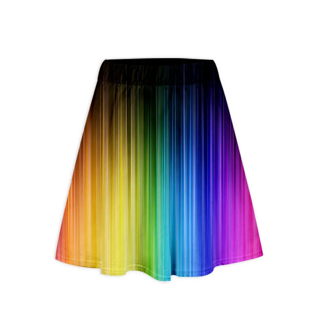 Lianshuo 2022 Summer Women's Clothing Fashion Rainbow Print Casual Pink Girl Kawaii Street Knee Length College Short Unif Skirts