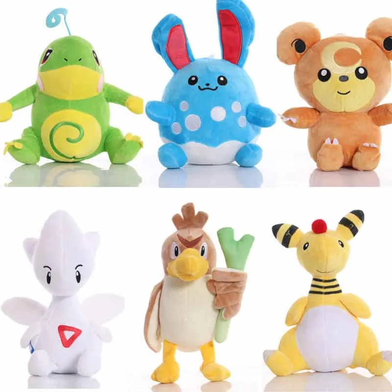 

16-23CM TAKARA TOMY Pokémon marill Plush Toy Politoed Ampharos Farfetch'd Teddiursa Togetic Doll For Kids Birthday Gifts