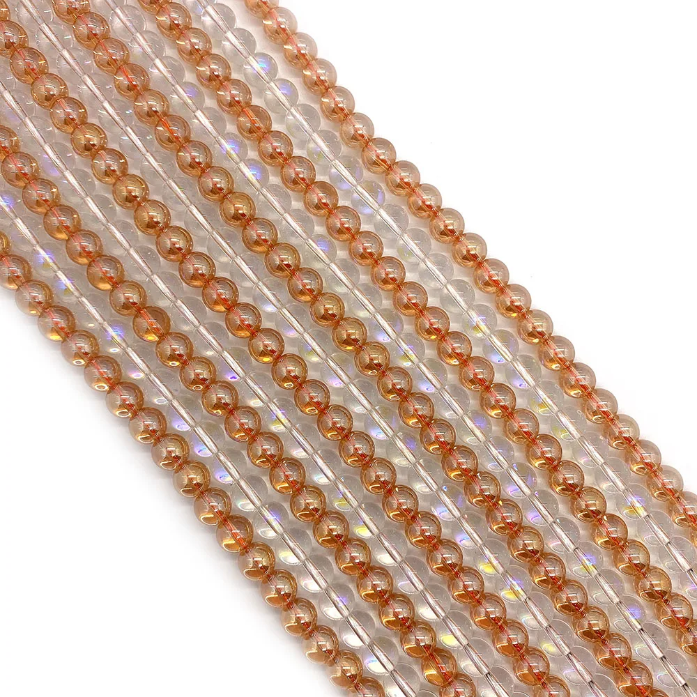 

Natural Transparent Gemstone Electroplated Crystal Round Fragrant Ice Beads Exquisite DIY Jewelry Making 6-10mm Loose Beads