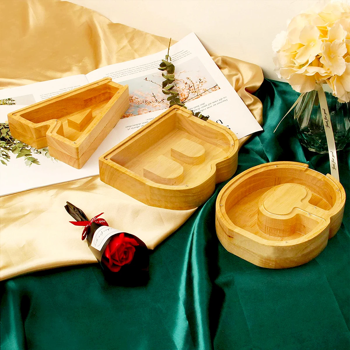 Копилка с буквой английского алфавита персонализированная деревянная коробочка