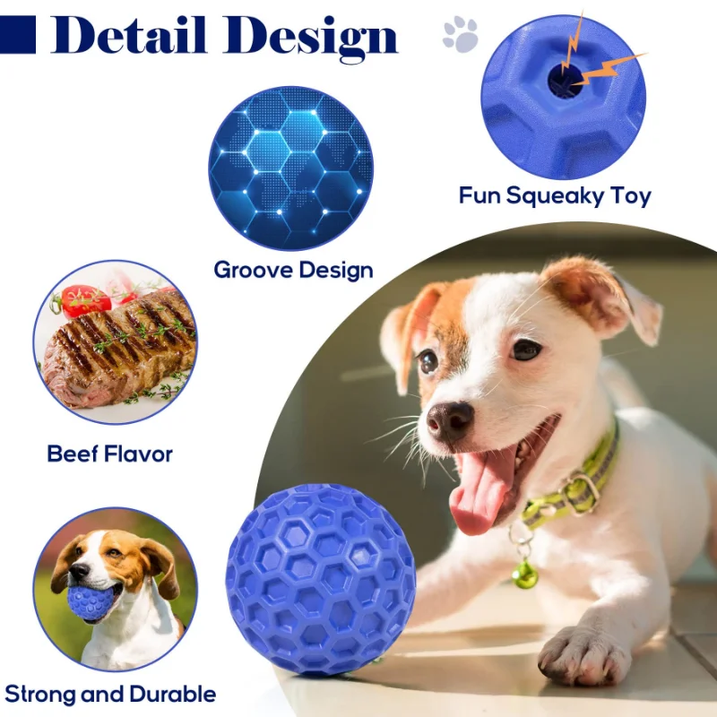 

Natural Rubber Pet Dog Toys Interactive Dogs Chew Toys Tooth Cleaning Treat Ball Extra-tough Training Balls for Pet Accessories