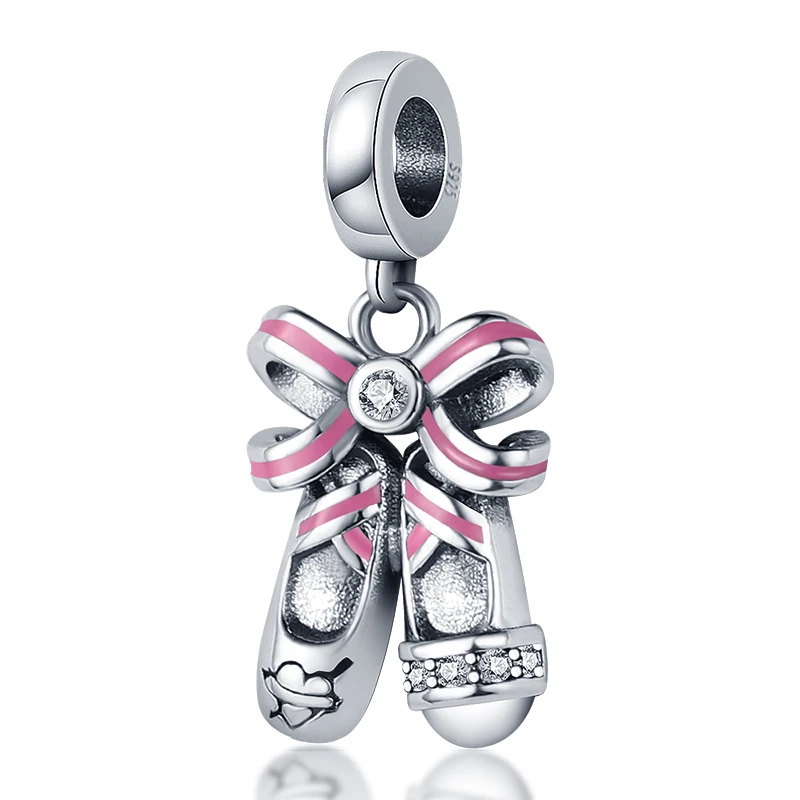 

HOT SALE 925 Sterling Silver Dancing Shoes Charm Beads Fit Original Pandora Bracelet Pendant Necklace Jewelry Gifts for ladies