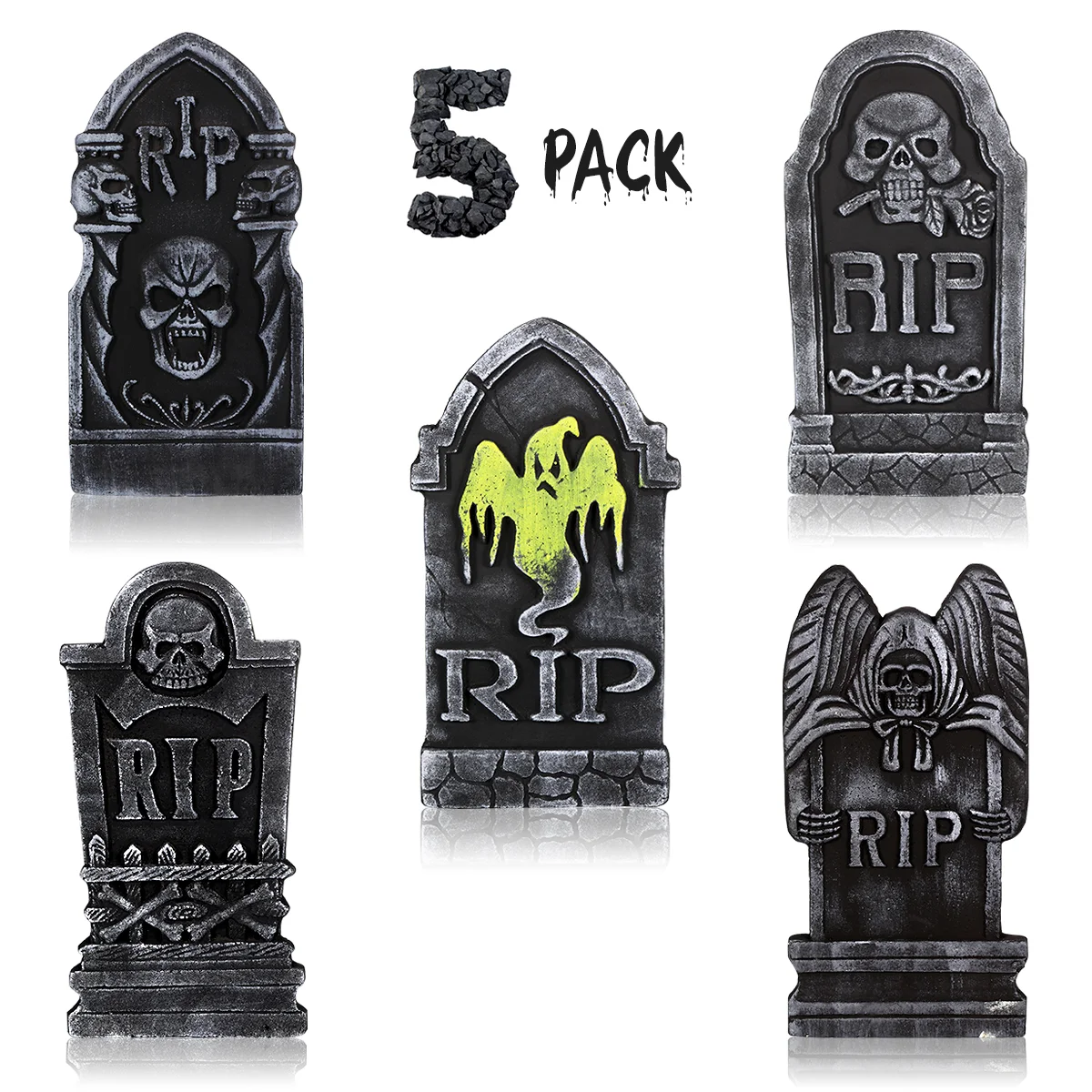 

5PCS Decor| RIP Graveyard Tombstone| Spooky Gravestones Outdoor Decor Scary Graves Holiday Party Supplies