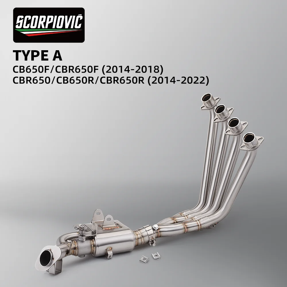 

Motorcycle Exhaust CBR650F CBR650 CB650F Front Link Pipe Escape Full System Modify valves to control sound fits original muffler