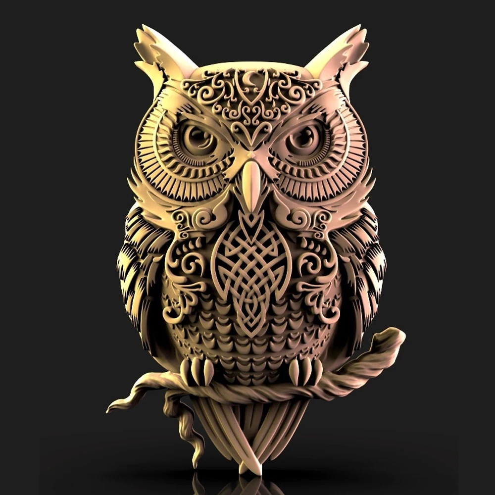 

Owl 3D STL Model for CNC Router Engraving & 3D Printing Relief Support ZBrush Artcam Aspire Cut3D