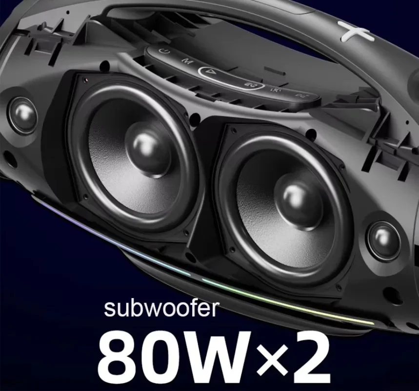 Фото SODLK S1615 Мощный бумбокс 200 Вт с глубокими басами Hi-Fi стерео беспроводной Bluetooth-динамик для караоке с двойным микрофоном для вечеринки №4