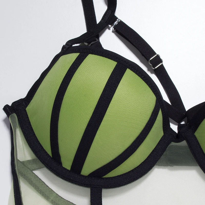 Сексуальный комплект с бюстгальтером для женщин пуш-ап контрастный цвет