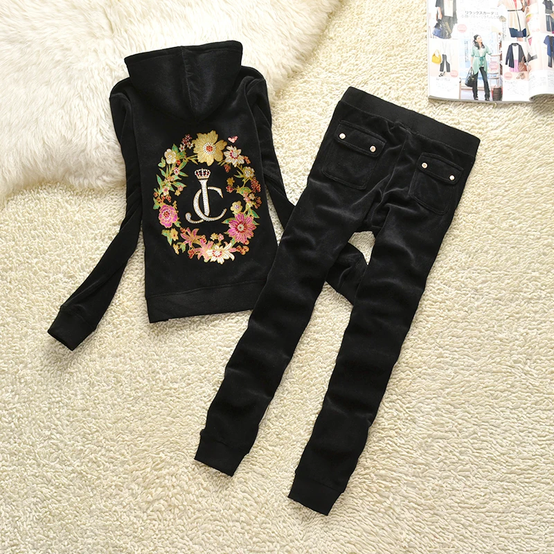 

Velvet Tracksuit Women Two Piece Set Autumn Fashion Sweartshirt and Trousers Velour Suit
