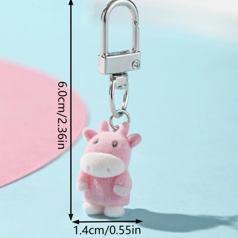 Милый флокирующийся брелок для телефона с изображением животных в форме