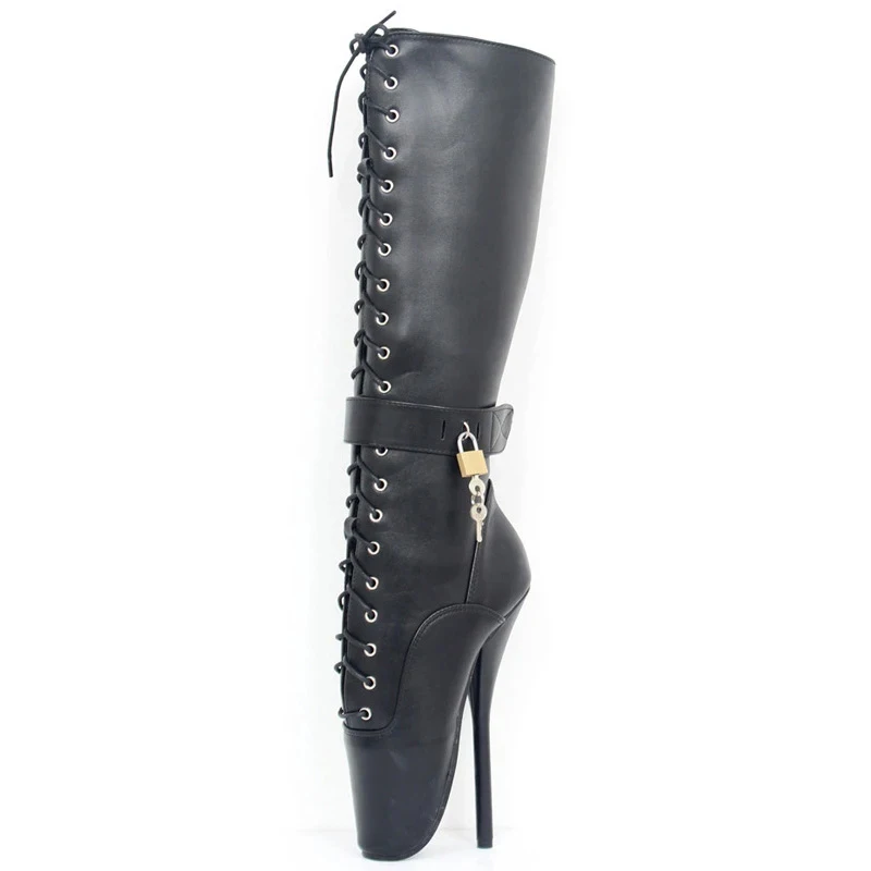 2023 New Knee-High Ballet Boots 18CM Super High Heel Pointed Toe Women Sexy Fetish Lockable Strap Shoes Custom Colors