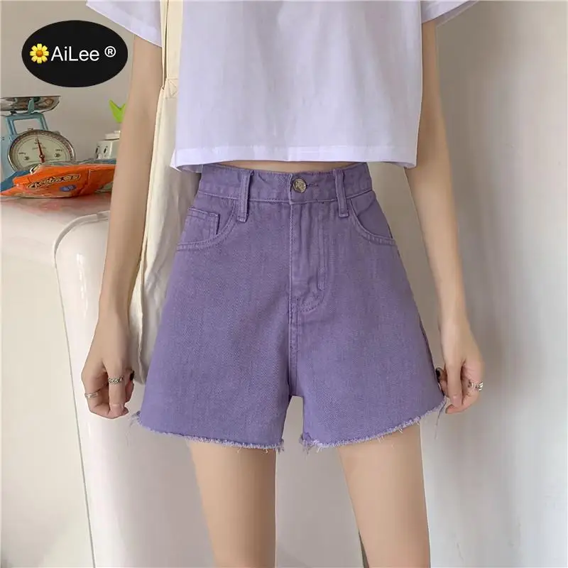 Large Size Sexy Denim Shorts Girl New High Waist Thin Wide Leg Korean Harujuku Length Students Punk Casual Vacation Jeans Women