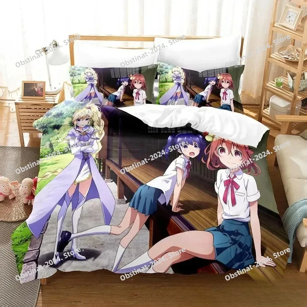 Фото Soushin Shoujo Matoi Комплект постельного белья Single Twin Full Queen King Size Комплект постельного белья для взрослых и детей Наборы пододеяльников для спальни Аниме Комплект простыней №4