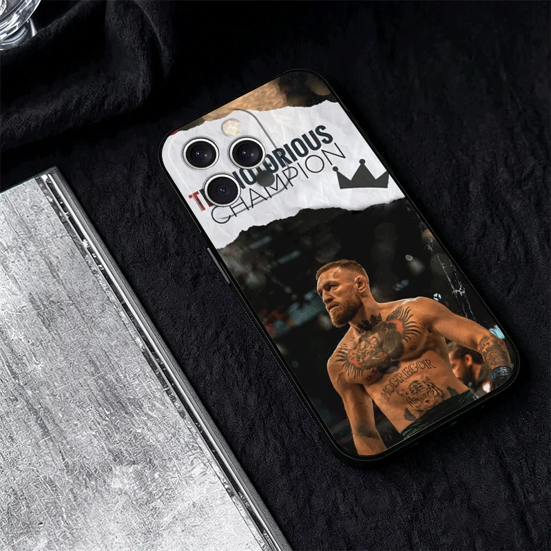 Фото Чехол для телефона Conor McGregor для iPhone 11 12 13 Mini 14 15 Plus 16 17 Pro Max 17E 16E XS 7 8 Air SE, черный, мягкий, силиконовый №4
