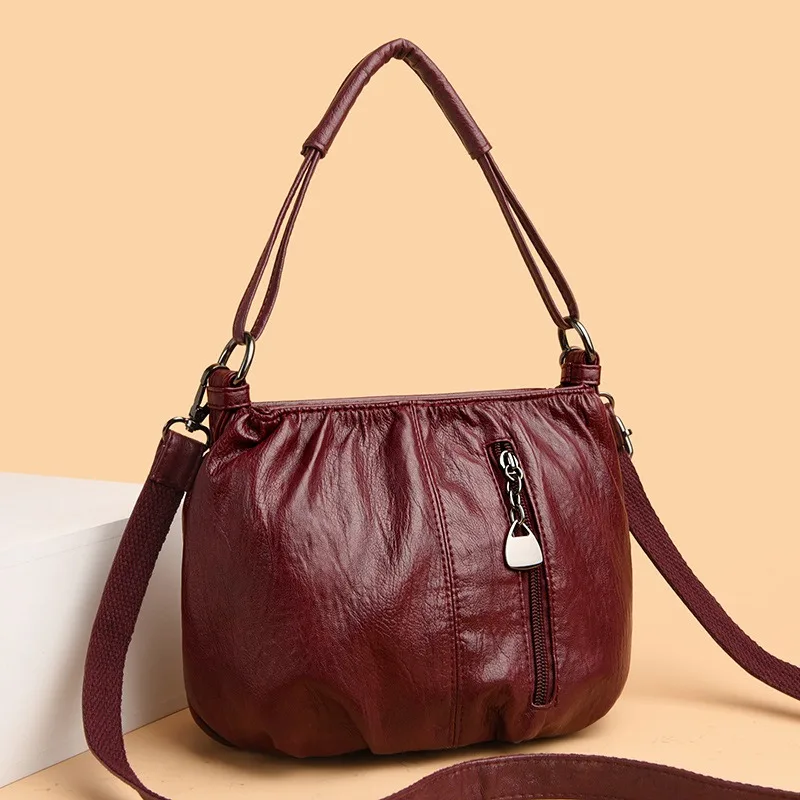 Кожаные сумки на плечо для женщин винтажные модные элегантные женские сумочки от