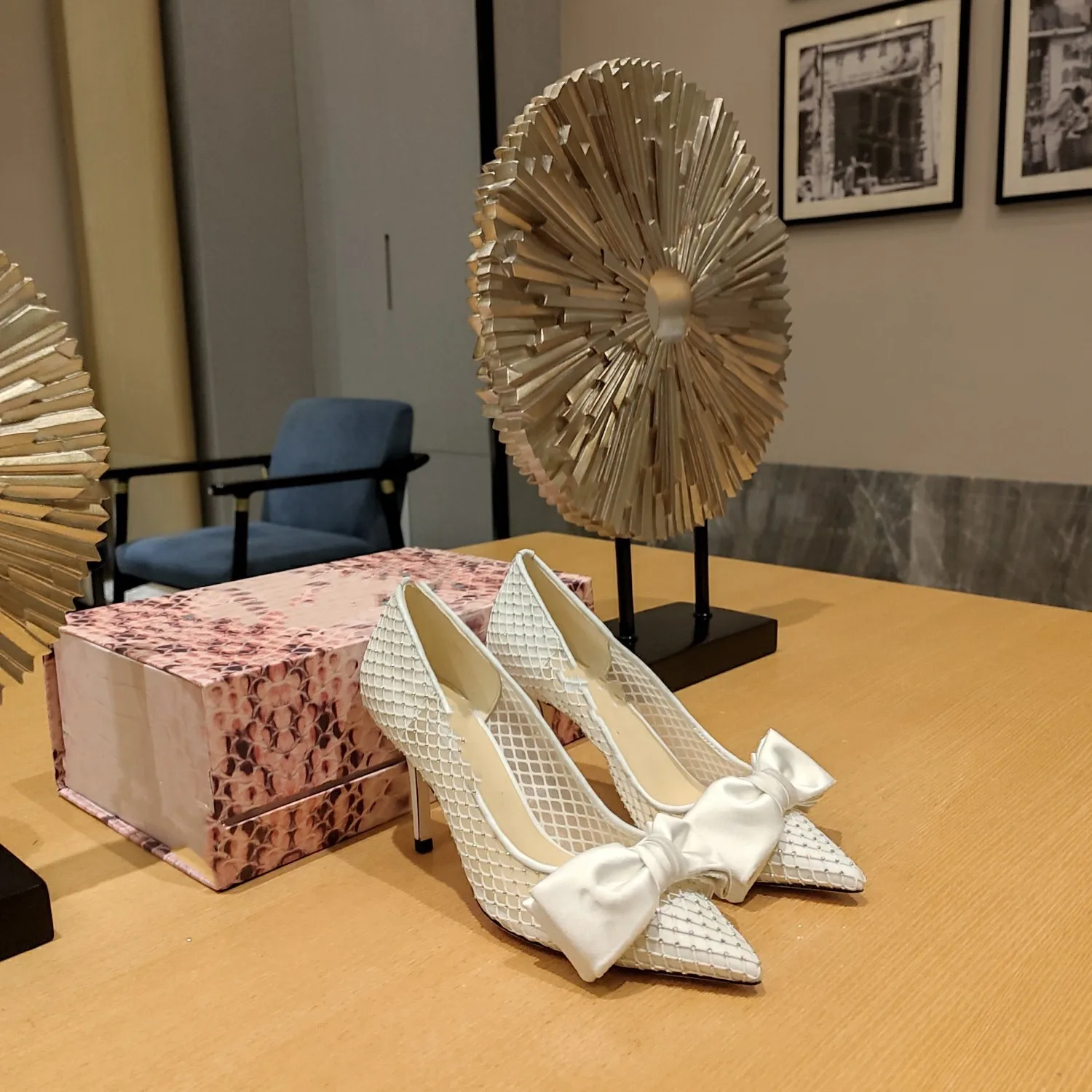 

High-heeled women's spring 2023 new sleeved mesh thin heel pointed toe single shoes sexy versatile shallow shoes