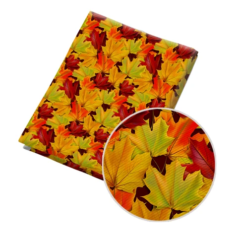 50*145 см Ткань осень Опавшая Кленовая листья печатная полиэфирная хлопчатобумажная саржевая ткань с принтом пэчворк