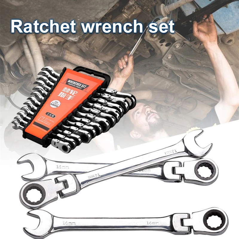 

Комбинированный гаечный ключ с трещоткой и гибкой головкой, двухцелевой храповый инструмент, комплект комбинированных инструментов для технического обслуживания автомобиля