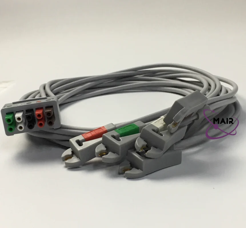 Фото GE оригинальный многоканальный ЭКГ Leadwire. Сменный Набор, 5-проводной, захват, AHA, 74 см/29 дюймов, арт.: 414556-001 №1