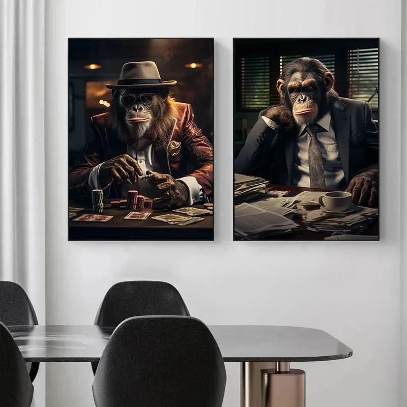Абстрактная печать на холсте Мавпочка для курения сигарет настенная живопись