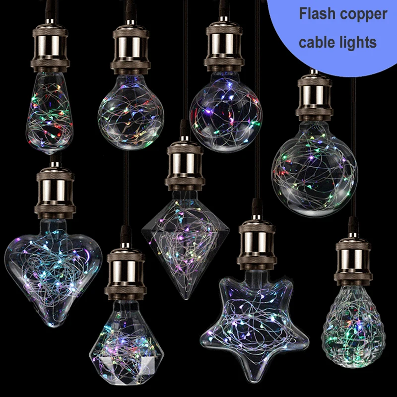 

LED Edison String Light Bulb E27 220V G95 G80 ST64 Colorful RGB Lighting Copper Wire Bulb Home Decor Holiday Night Light Lamp