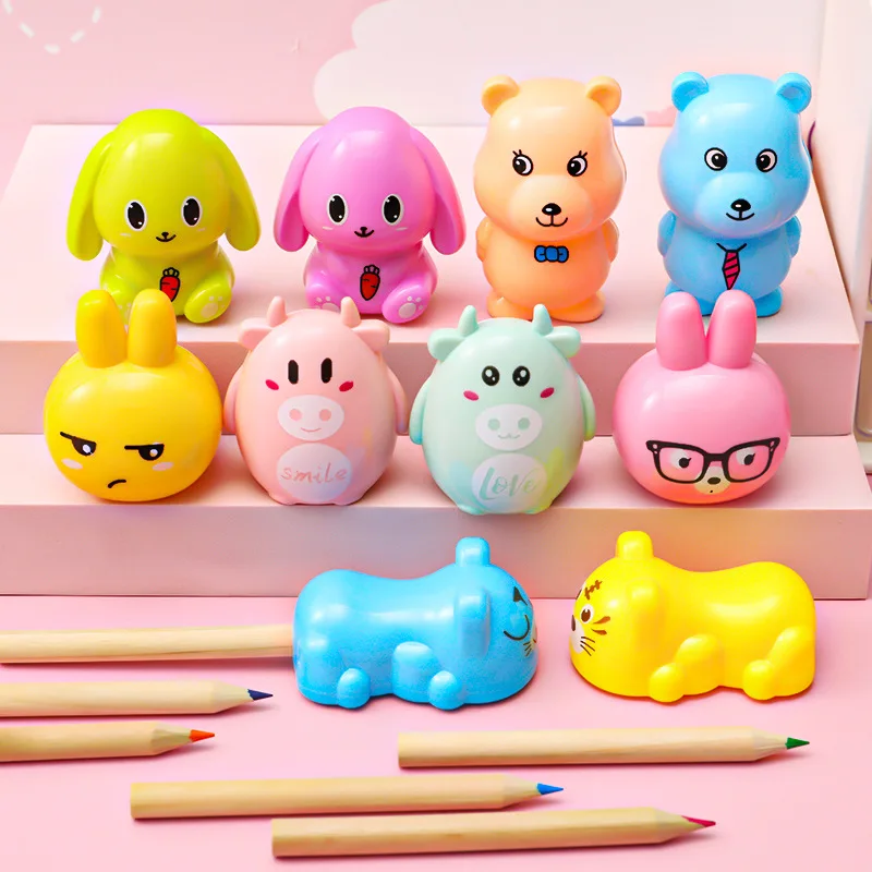 

1pcs Cartoon Animal Pencil Sharpener Cute Bear Rabbit Student Mini Kawaii Sharpener Kindergarten Kids Gift Stationary Supplies