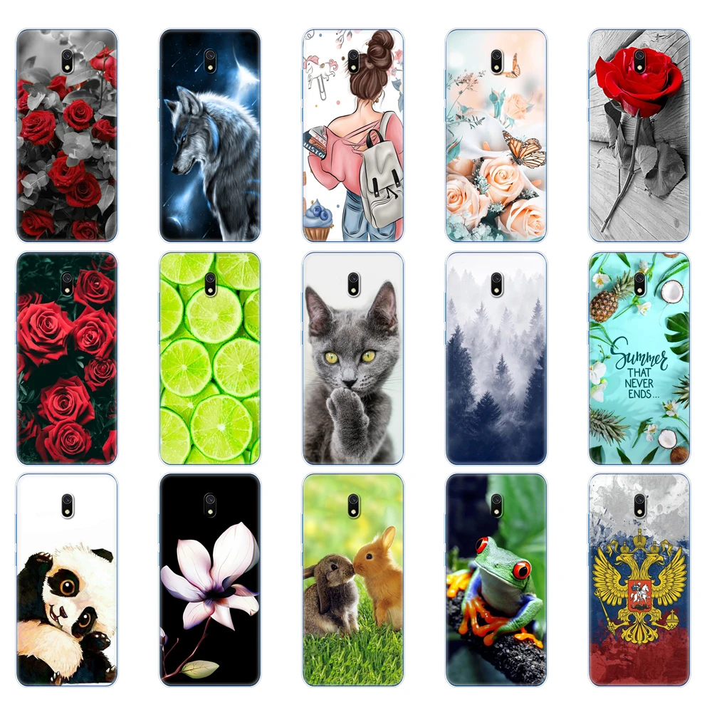 Case for xiaomi redmi 8a cases full protection soft tpu back cover on redmi 8a bumper hongmi 8a phone shell bag coque animal dog