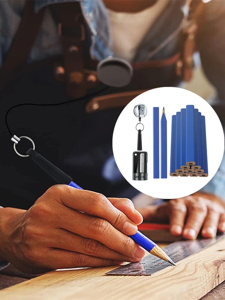 

Octagonal Small Woodworking Pencil Set With pencil sharpener and retractable pen holder mapping tool pen for Carpenter Pencils