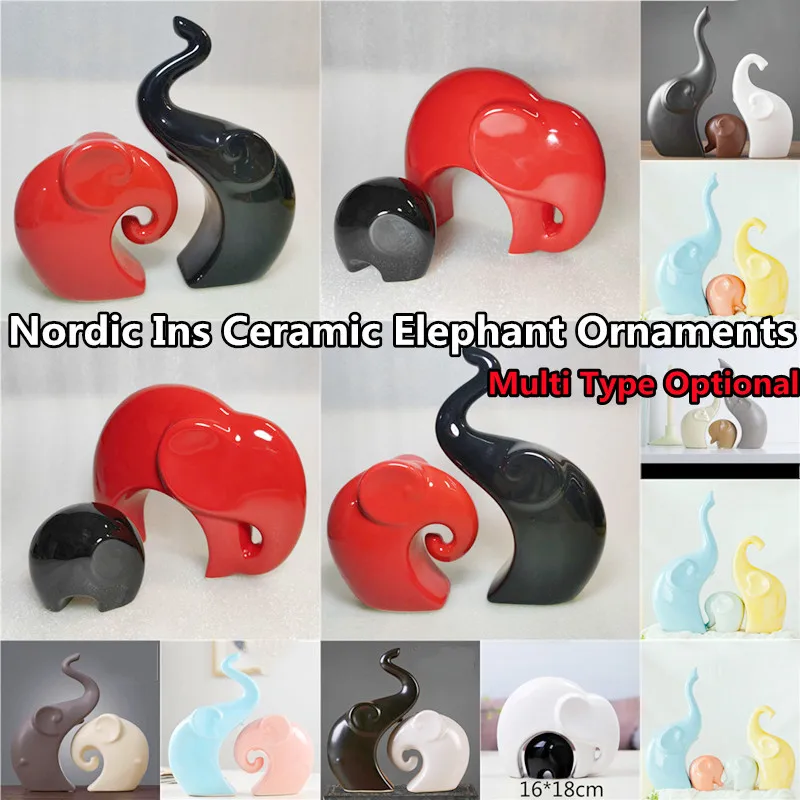 

Nordic Ins Ceramic Elephants Ornaments Home Cabinet Porcelain Elephant Decorations Multi Type Figurines Animal Miniatures