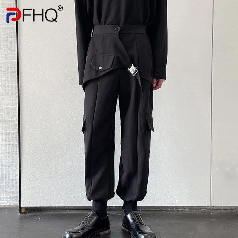 

PFHQ High Quality Spring Splicing Many Pocket Trousers Metal Buckle Overalls Men's 2023 Elegant Pencil Corset Cargo Pants Trendy