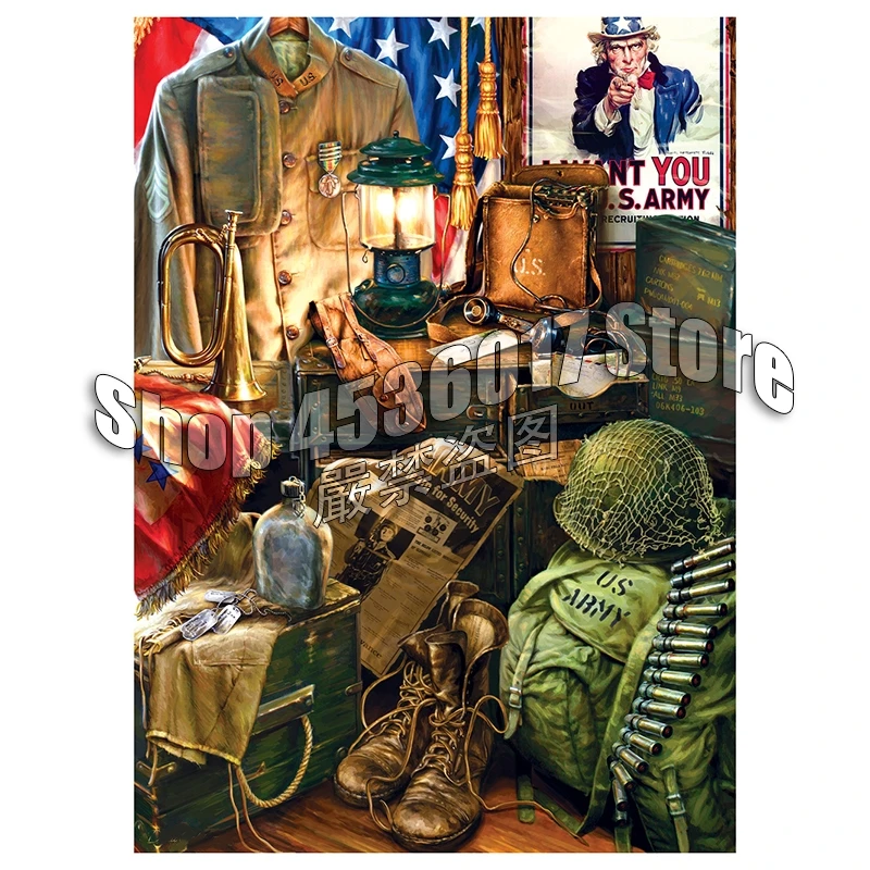 

Men of Honor Patriotic Military 5D Diy Diamond Painting Cross Stitch Full Diamond Embroidery Mosaic home decoration Needlework
