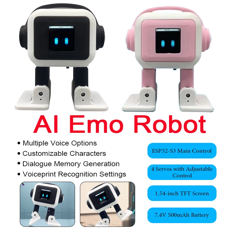 Фото Интеллектуальный робот AI Communication Intelligent Robot ESP32-S3: Умный интерактивный робот для общения и танцев, настольный эмоциональный робот для детей, подарок №1