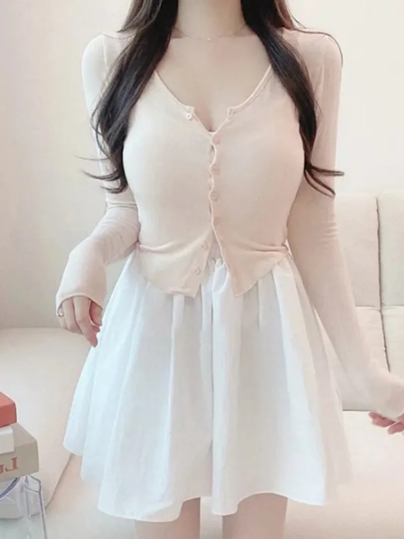 Осень 2024 корейская версия новый однобортный кардиган с v-образным вырезом и