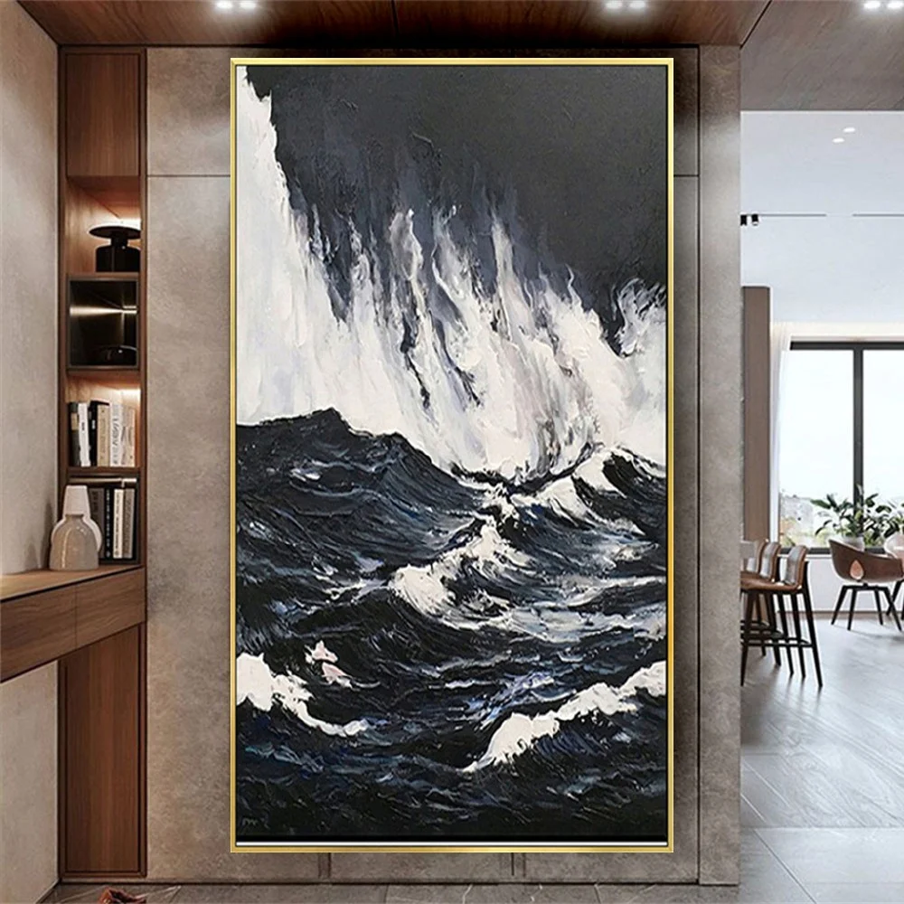 

pop The Great Wave of Kanagawa Ukiyoe Japanese Art Vintage Wall Canvas hand painted oil painting for Living Room Decor Picture