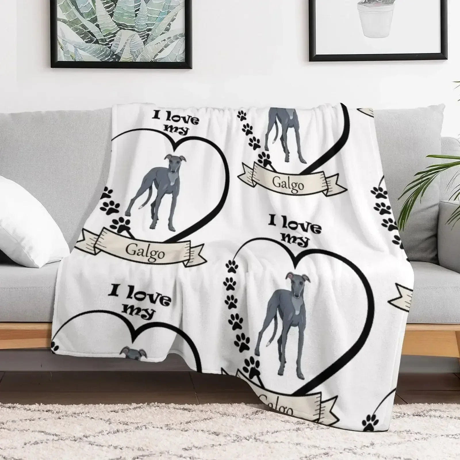 Серое борзая (гаго) Декоративное одеяло Винтажные мягкие декоративные одеяла для