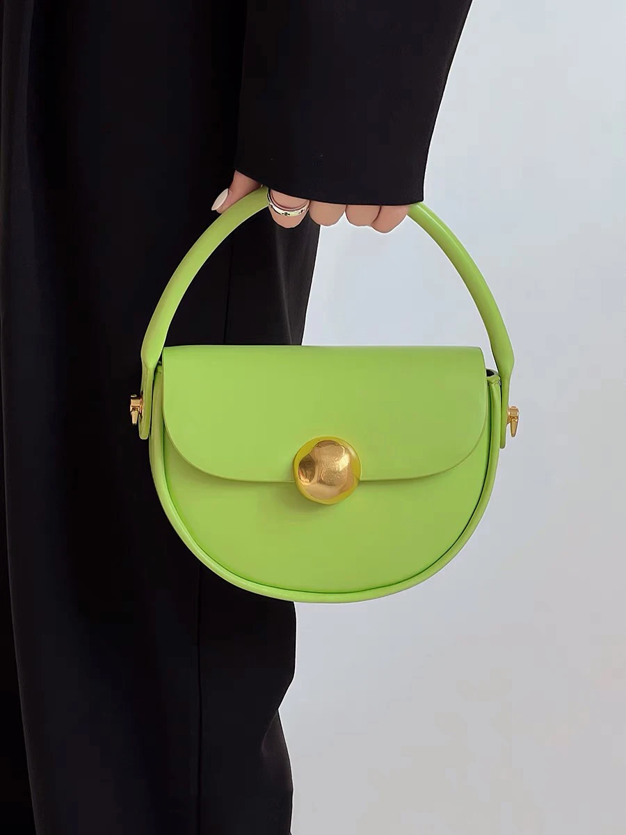

Зеленая нишевая дизайнерская сумка-ракушка для женщин, сумки через плечо с простым дизайном, модная маленькая сумочка на плечо для дам