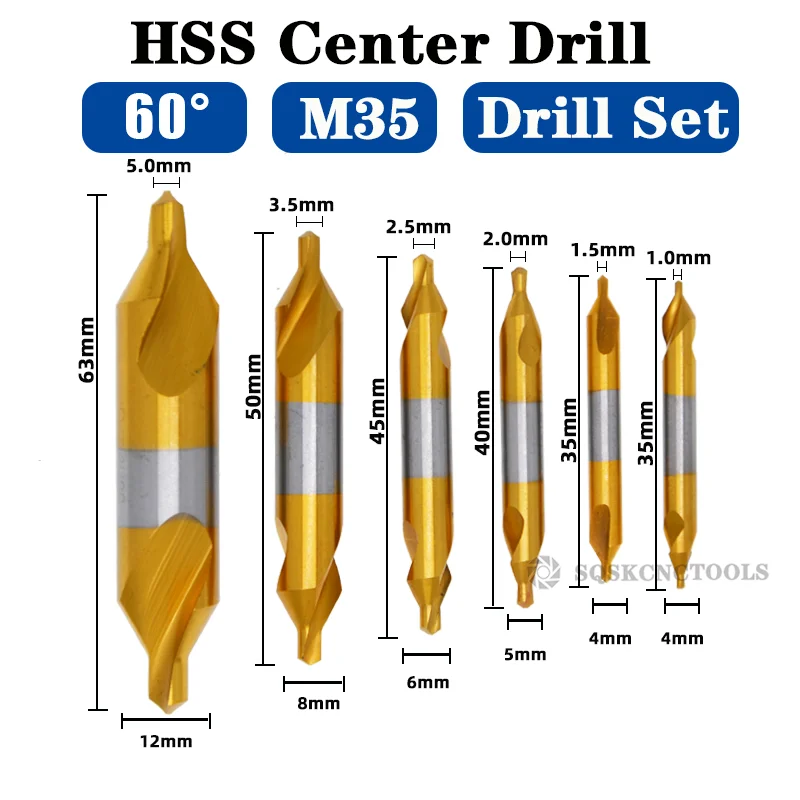 Комбинированные центральные сверла из быстрорежущей стали с титановым