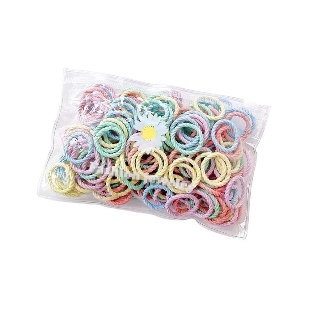 [100 упаковок] Детская резинка не повреждает волосы маленькое кольцо для большого