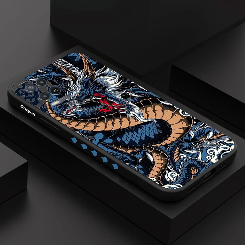 

Roaring Dragon Phone Case For OPPO A54 A74 A57 A78 A77 A96 A76 A36 A95 A12 A15 A15S A16 A16K A9 A5 2020 4G 5G Silicone Cover